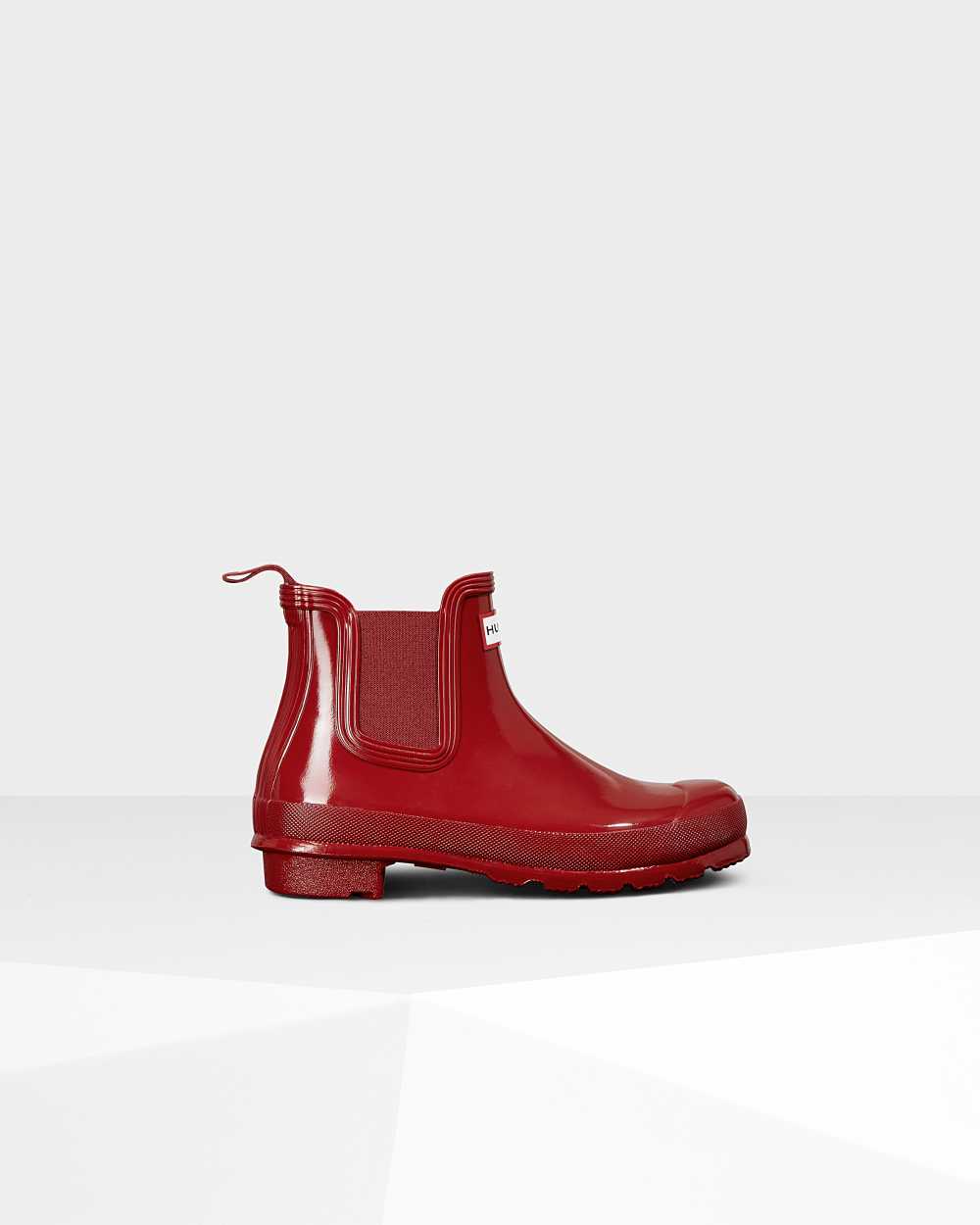 Womens Hunter Original Gloss Chelsea Boots Red | VCMHFB-315